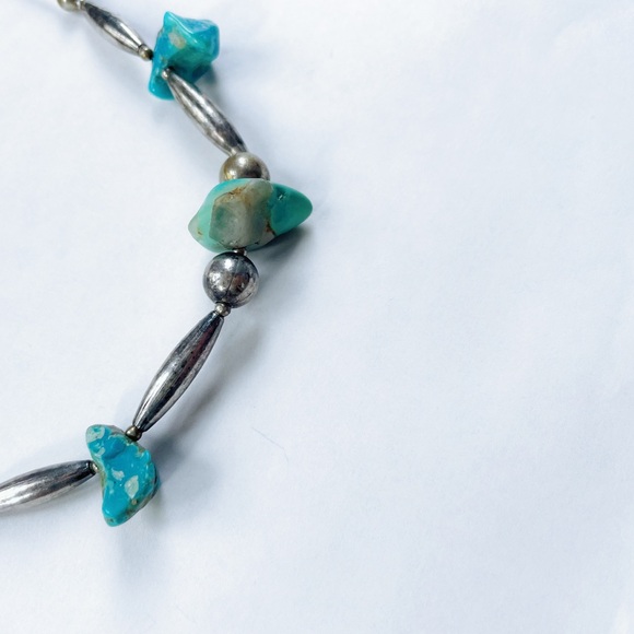 Turquoise and Silver Beaded Necklace - Picture 2 of 3